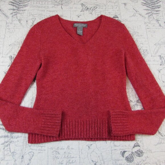 Grayson & Dunn 100% Cashmere Pullover Sweater Knit Coral Pink womens Petite S PS - Picture 1 of 7